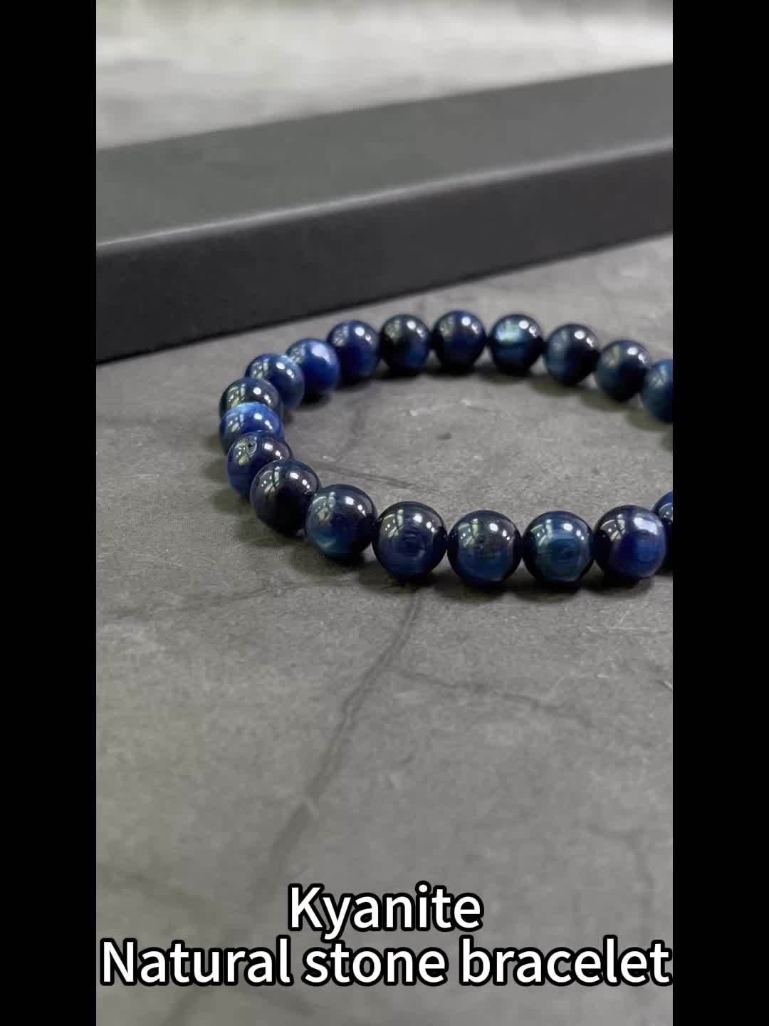 AAA Natural Kyanite Beaded Bracelet 8mm Round Crystal Stones Reiki Infused